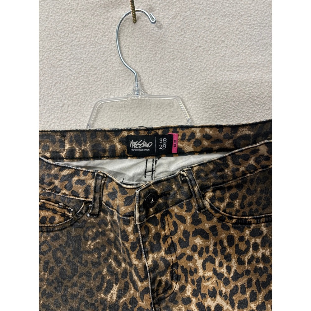 Mossimo Womens Leopard Print Slim Fit Jeans Brown Black Cheetah Size 38/28 - Picture 3 of 3